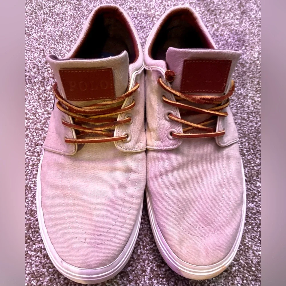 Polo Ralph Lauren Canvas Upper Low Shoes Sneaker Brown Men's Size 10